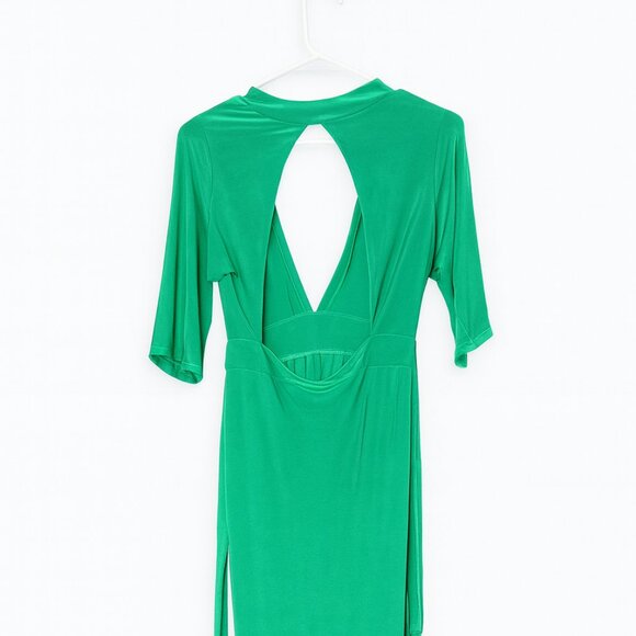 Club L Emerald Green Cut-Out Midi Dress – Size (S) Backless, Bodycon, Plunge - Picture 3 of 5